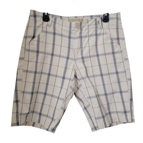 Cabela's Casuals Size 10 Cream with Blue & Gray Plaid Bermuda Chino Shorts - Picture 1 of 12
